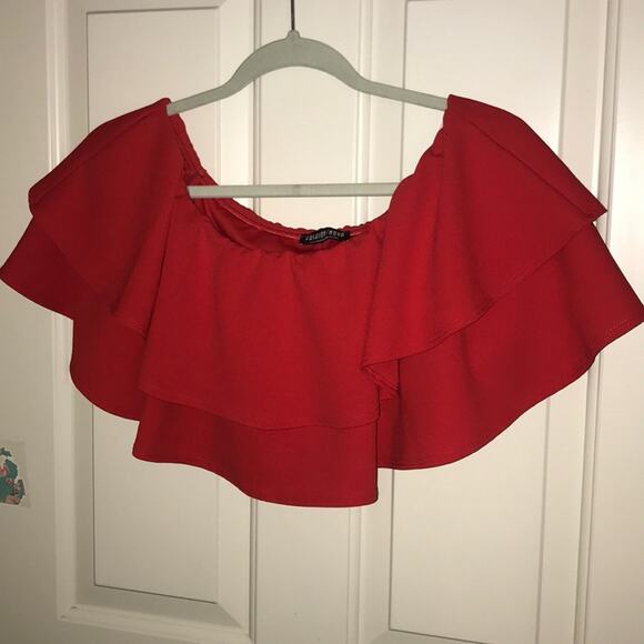 Fashion Nova red ruffled bounce flounce top M NWT - Picture 3 of 7